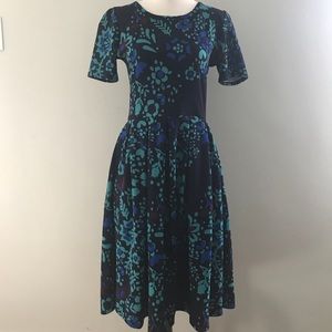 LULAROE Amelia *Unicorn* Navy Floral Small S
